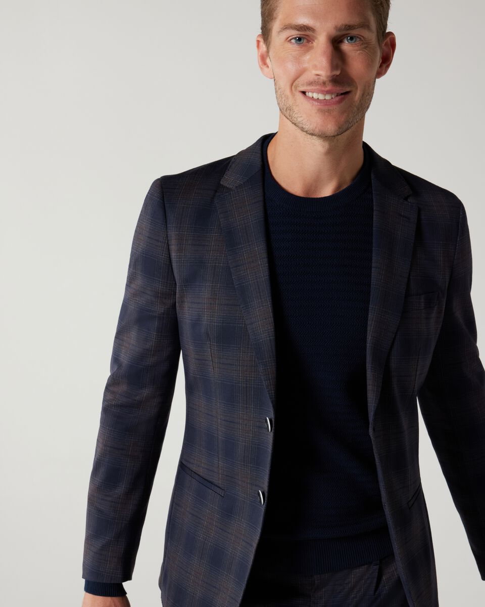 Regular Stretch Jersey Check Tailored Jacket